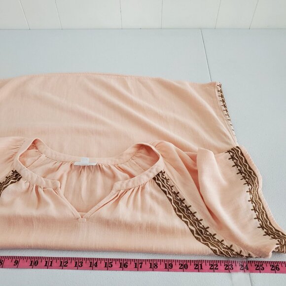 J.Jill Womens Peach Embroidered Short Sleeve Peasant Blouse Size L Pullover - Picture 6 of 9